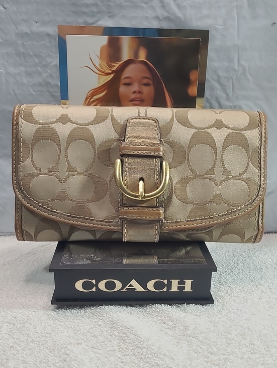 Coach Handbags - Coach Soho Beige Khaki Signature Jacquard Buckle Wallet